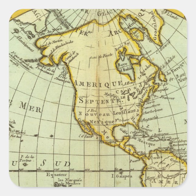 Nordamerika und Südamerika Quadratischer Aufkleber (Vorderseite)