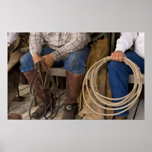Nordamerika, USA. Cowboys entspannen sich und 2 Poster