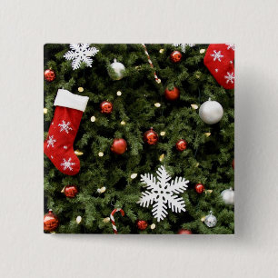 Nordamerika. Weihnachtsdekorationen auf Baum. 2 Button