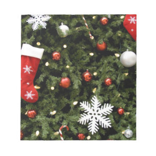 Nordamerika. Weihnachtsdekorationen auf Baum. 2 Notizblock
