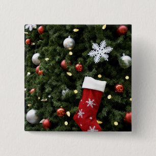 Nordamerika. Weihnachtsdekorationen auf Baum. 5 Button