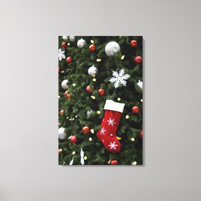 Nordamerika. Weihnachtsdekorationen auf Baum. 5 Leinwanddruck (Vorderseite)