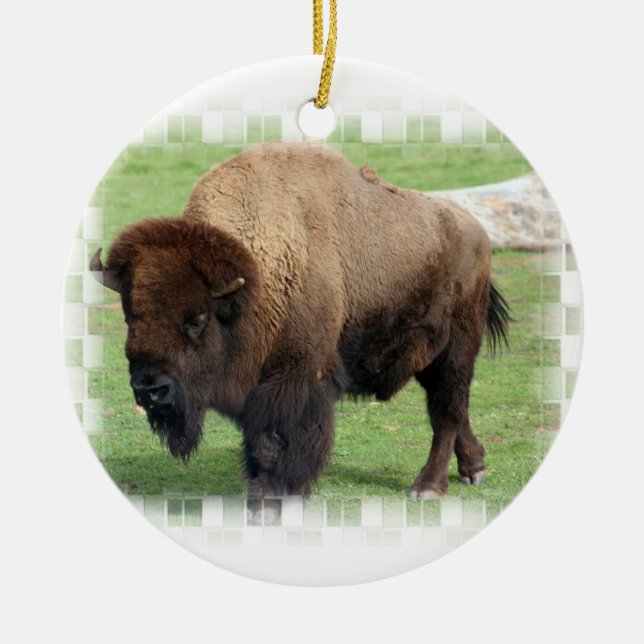 Nordamerikanische Bison-Verzierung Keramikornament (Vorne)