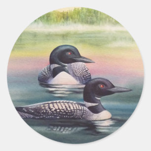Nordamerikanische Lounge am Lake Watercolor Art Runder Aufkleber