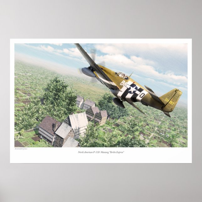 Nordamerikanische P-51B Mustang 'Berlin Express' Poster (Vorne)