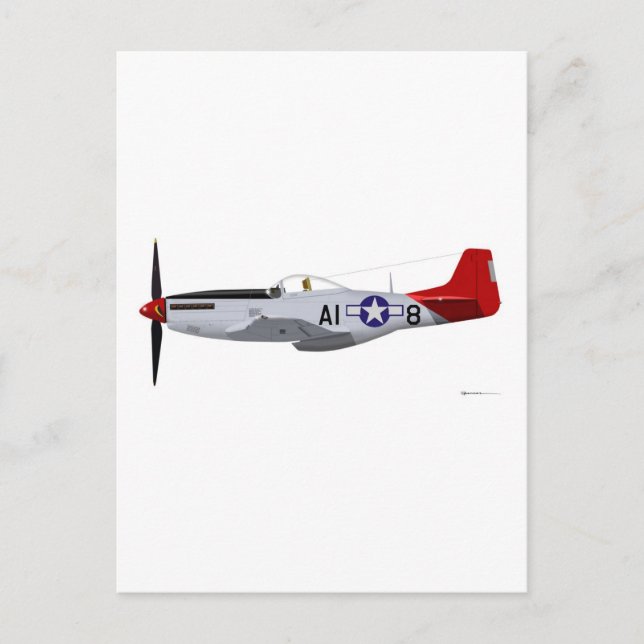 Nordamerikanische P-51D Mustang Tuskegee Airmen Postkarte (Vorderseite)