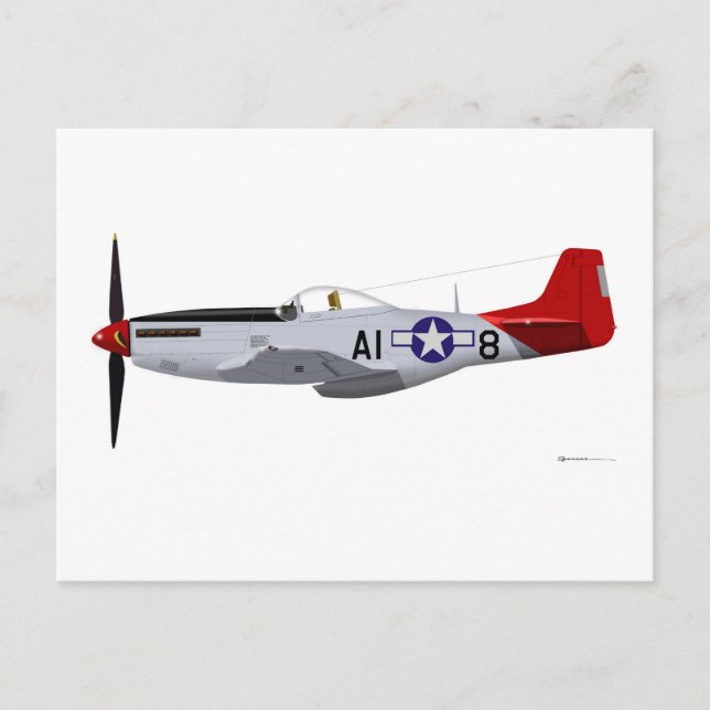 Nordamerikanische P-51D Mustang Tuskegee Airmen Postkarte (Vorderseite)