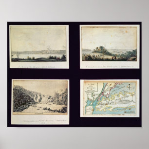 Nordamerikanische Szenen und eine Karte von New Yo Poster