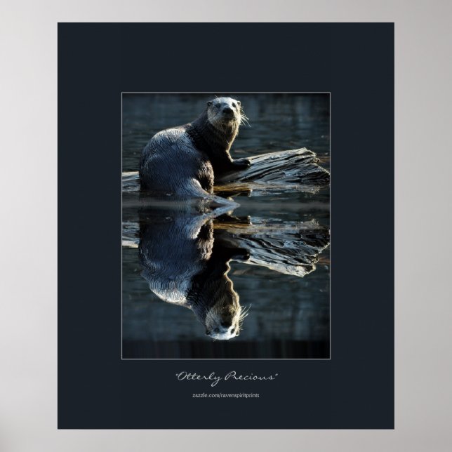 Nordamerikanischer Fluss Otter auf einem Log Wildl Poster (Vorne)
