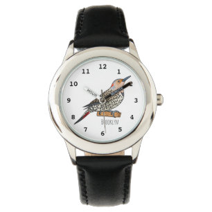 Nordamerikanischer Goldspecht Cartoon-Illustration Armbanduhr