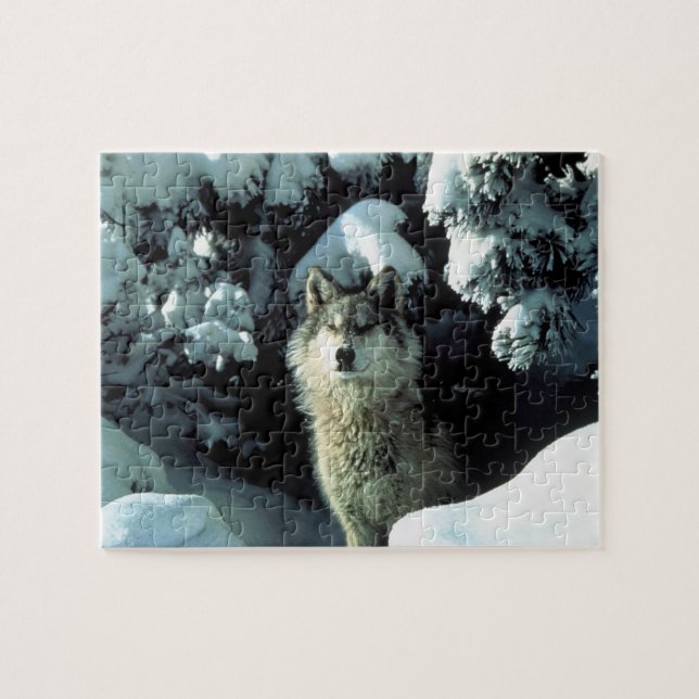 Nordamerikanischer Holzwolf im Schnee Puzzle (Horizontal)