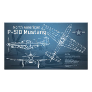 Nordamerikanischer P-51D Mustang Blueprint Fotodruck
