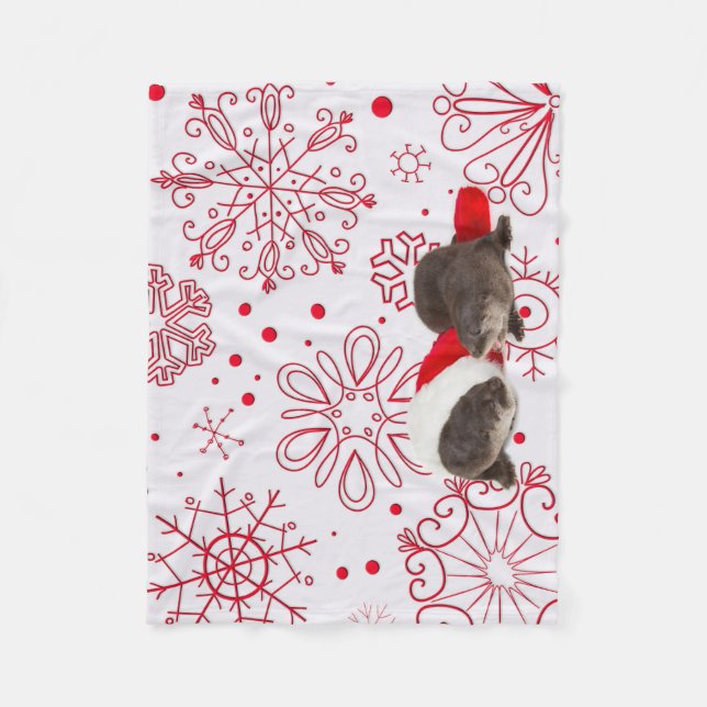 Nordamerikanisches Flussotter Weihnachten Fleecedecke (Vorderseite)