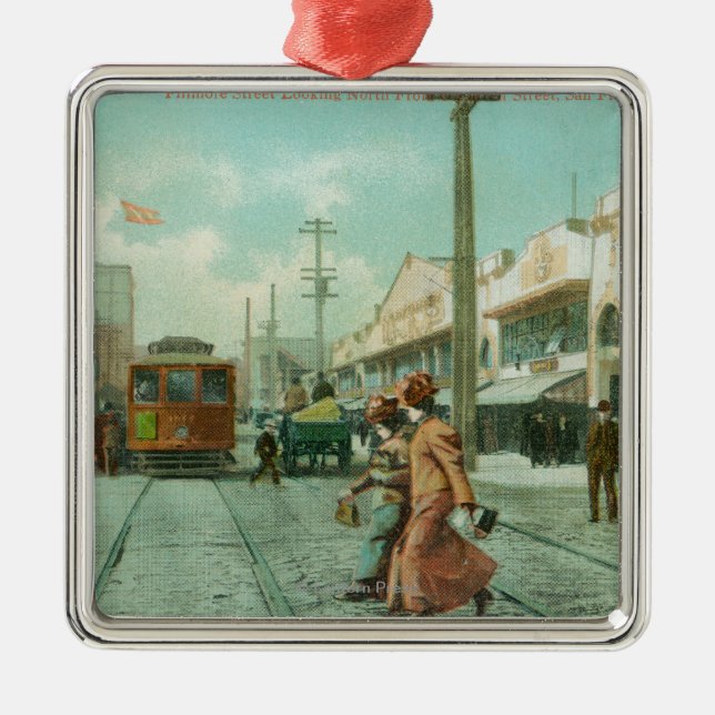 Nordansicht von Fillmore-St. von O'Farrell St. Silbernes Ornament (Vorne)