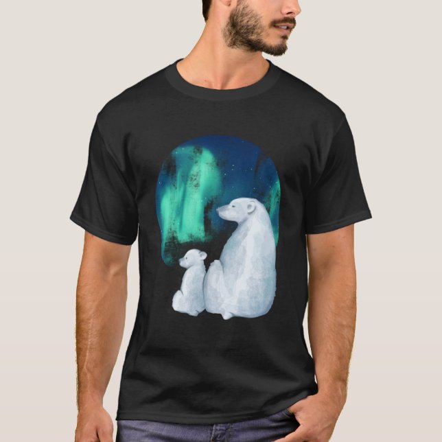 Nordaurora Borealis Lights Niedliche Polar Mutter T-Shirt (Vorderseite)