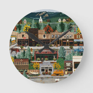 "Nordbelichtung" ~ Roslyn, Washington Runde Wanduhr