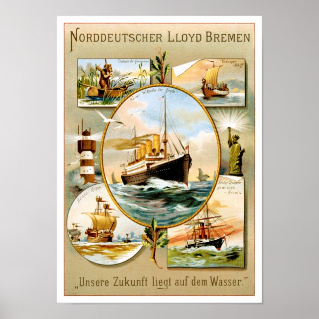 Norddeutscher Lloyd Bremen Vintage Travel Poster (Vorne)