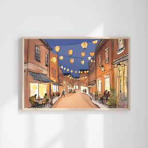 Nordend Italienisches Viertel Boston MA Aquarell Poster