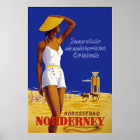 "Norderney" Vintages deutsches Reiseplakat