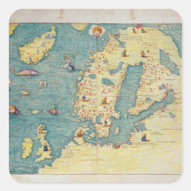 Nordeuropa Quadratischer Aufkleber (Vorderseite)
