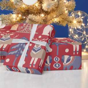Nordeuropäisches Weihnachten Skandinavischer Hirsc Geschenkpapier
