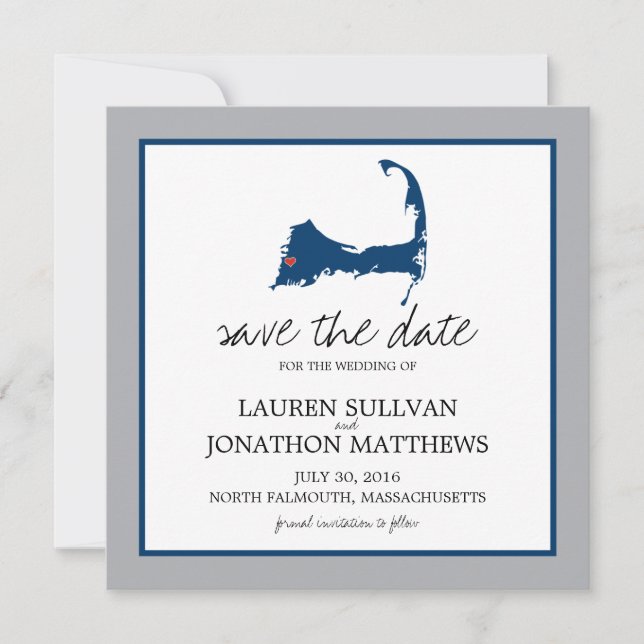 Nordfalmouth Cape Hochzeit Retten Sie das Datum Save The Date (Vorderseite)