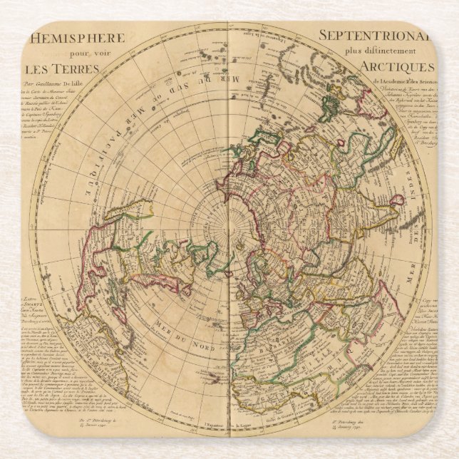 Nordhalbkugel 5 rechteckiger pappuntersetzer (Vorderseite)
