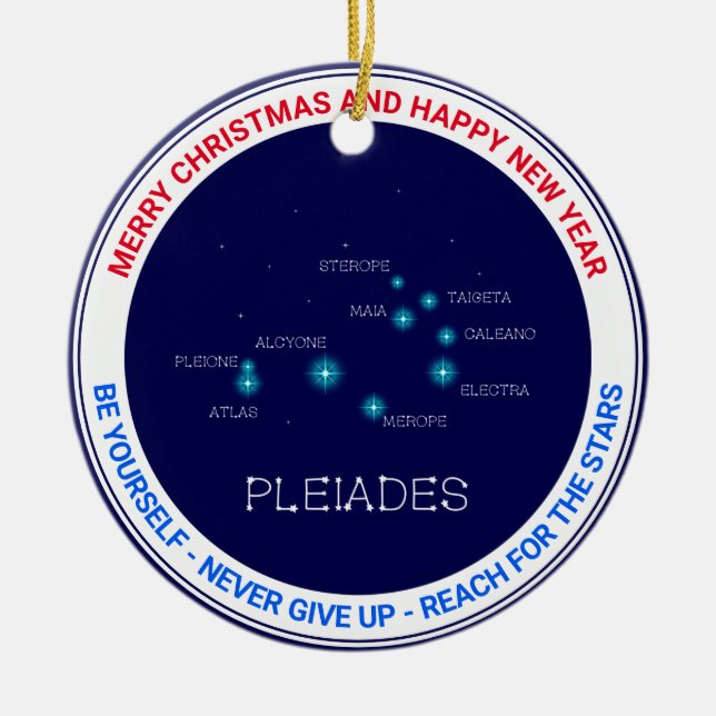Nordhalbkugel Pleiades Star Formation Keramik Ornament (Vorne)