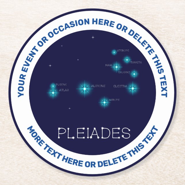 Nordhalbkugel Pleiades Star Formationsrunde Runder Pappuntersetzer (Vorderseite)