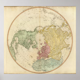 Nordhemisphärekarte Poster