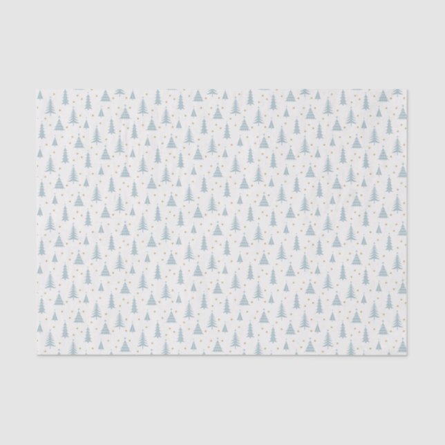 Nordic Aquamarin Christmas Trees White Seidenpapier (Vorderseite)