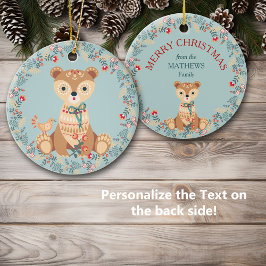 Nordic Bear Wreath Weihnachten Keramik Ornament