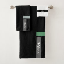 Nordic Blue Kale Green Detail Mit Monogramm