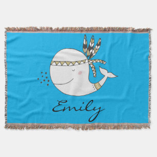 Nordic Boho Whale Personalisiert Decke