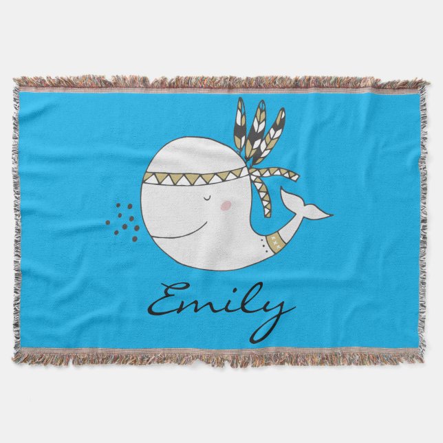 Nordic Boho Whale Personalisiert Decke (Vorderseite)