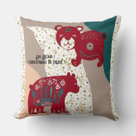 Nordic Christmas Bear Cat Snow Boho Bohemisch Art Kissen