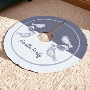 Nordic Christmas Blue Birds Personalisiert Polyester Weihnachtsbaumdecke