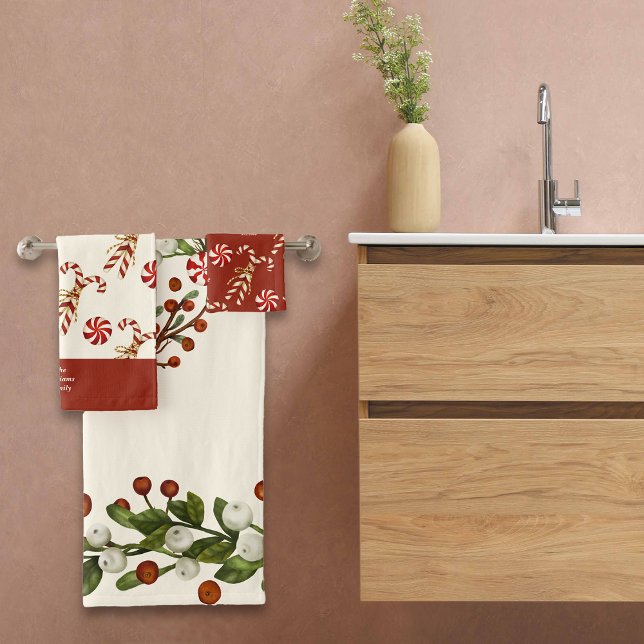 Nordic Christmas Candy Cane Wreath Individuelle Na Badhandtuch Set (Von Creator hochgeladen)