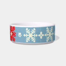 Nordic Christmas Dog Bowl - Schneeflocken & Paw Pr