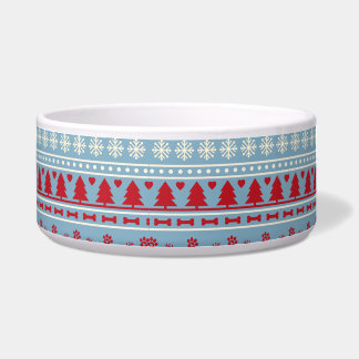 Nordic Christmas Dog Bowl - Strick Schneeflocken, Napf