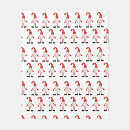Nordic Christmas Gnomes Cartoon Pattern Red Gray Fleecedecke