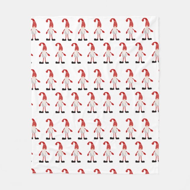 Nordic Christmas Gnomes Cartoon Pattern Red Gray Fleecedecke (Vorderseite)