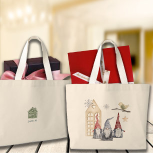 Nordic Christmas Gnomes & Zuhause Individuelle Nam Jumbo Stoffbeutel