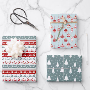Nordic Christmas Muster Wrapping Paper Sheet Geschenkpapier Set