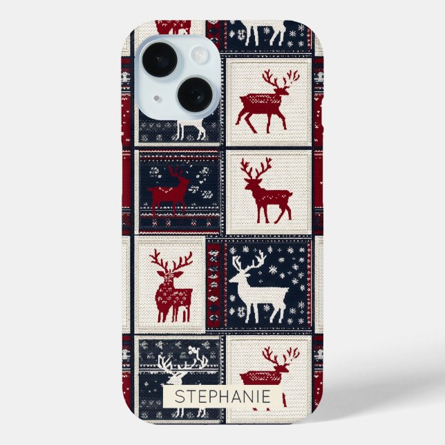 Nordic Christmas Patchwork | Rentier Case-Mate iPhone Hülle (Rückseite)