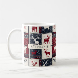 Nordic Christmas Patchwork Rentier Kaffeetasse