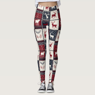 Nordic Christmas Patchwork Rentier Leggings