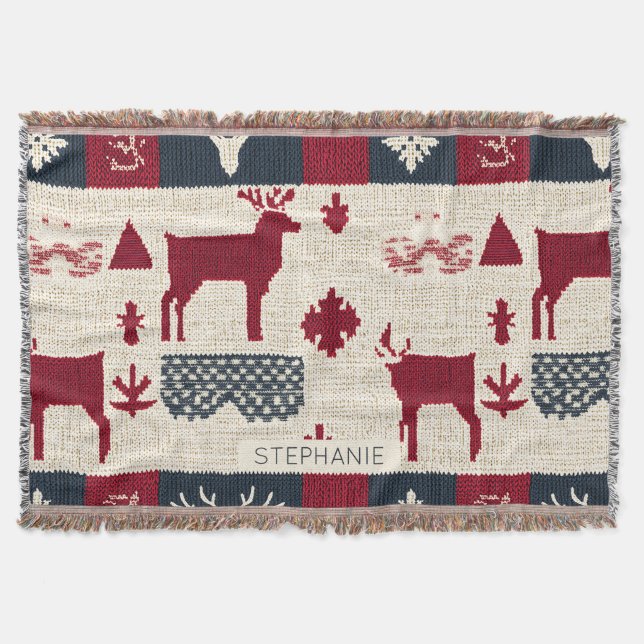 Nordic Christmas Patchwork | Rentiere (2) Decke (Vorderseite)
