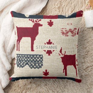 Nordic Christmas Patchwork   Rentiere (2) Kissen