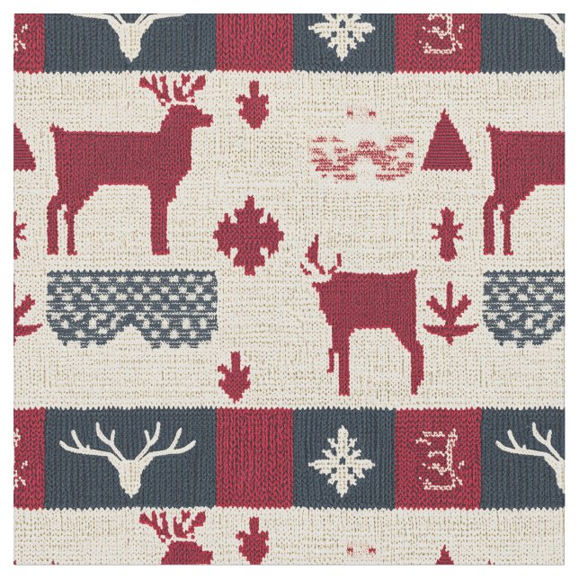 Nordic Christmas Patchwork | Rentiere (2) Stoff (Nahaufnahme)